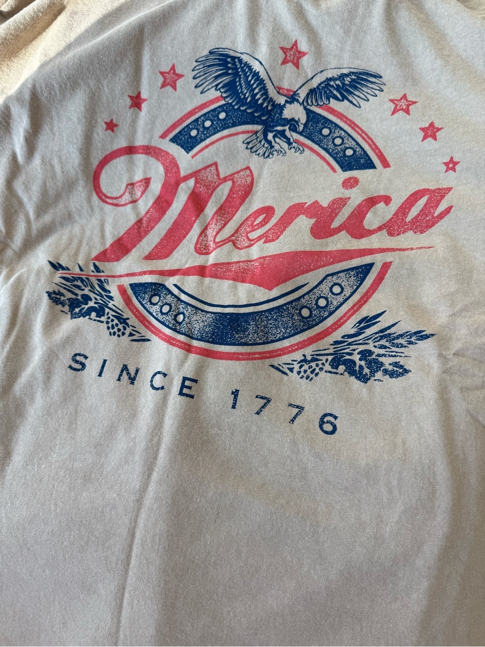 'Merica Graphic Tee - Tan with Red & Navy Print - Picture 3 of 3